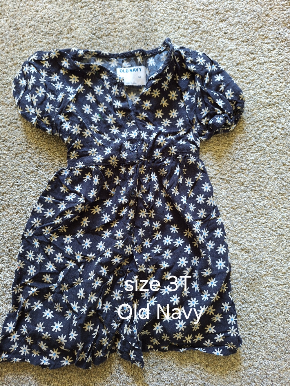 Old Navy Navy Blue Daisy Print Girls' Dress